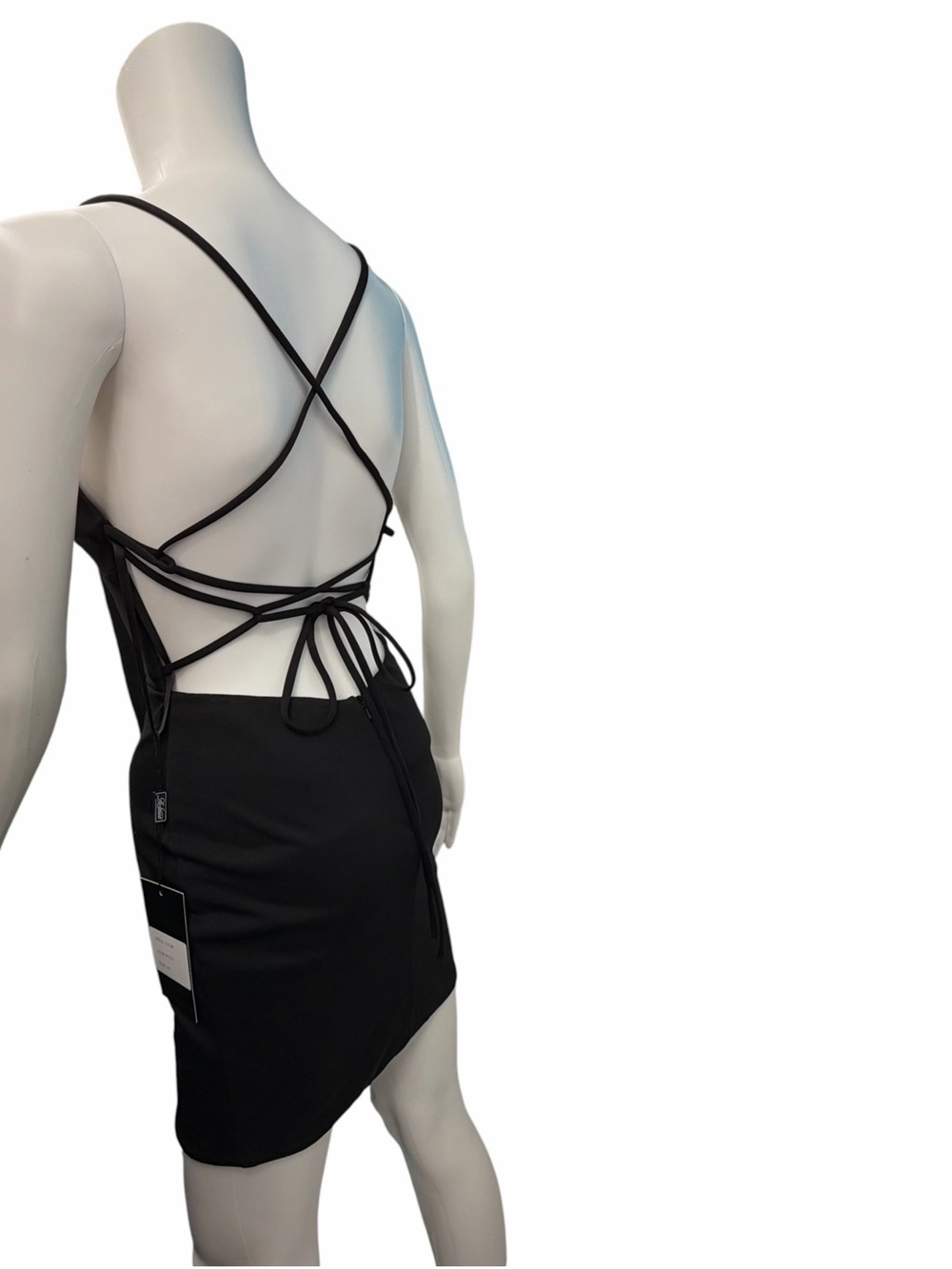 NWT La Femme 31758 Black Strappy Back Mini Dress Size 00 - Picture 5 of 10